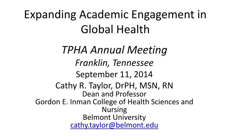 expanding academic engagement in global health