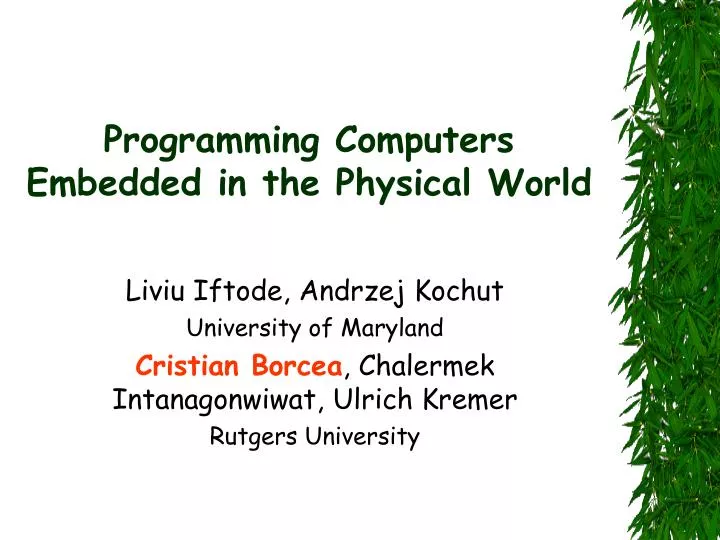 programming computers embedded in the physical world