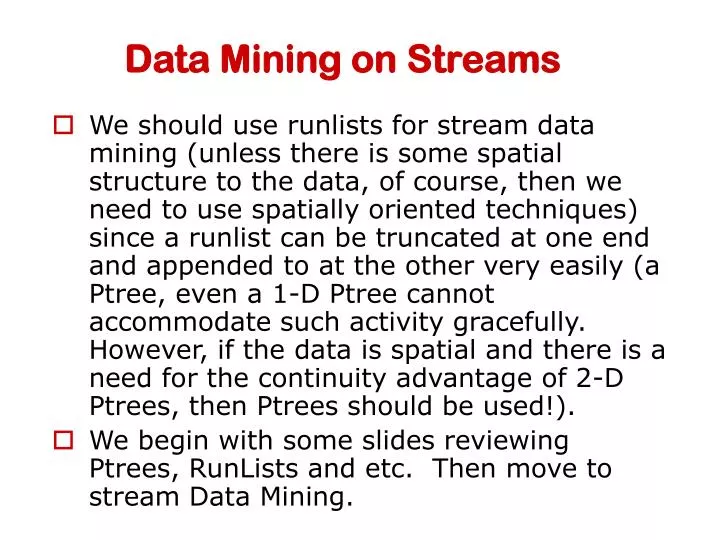 data mining on streams