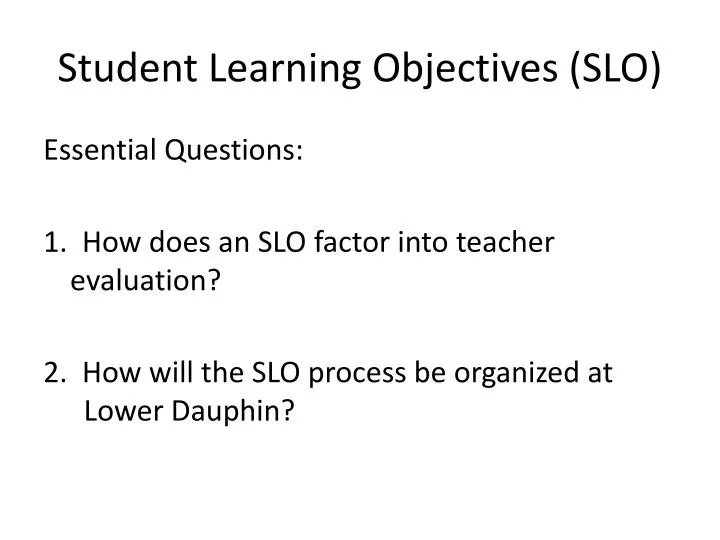student learning objectives slo