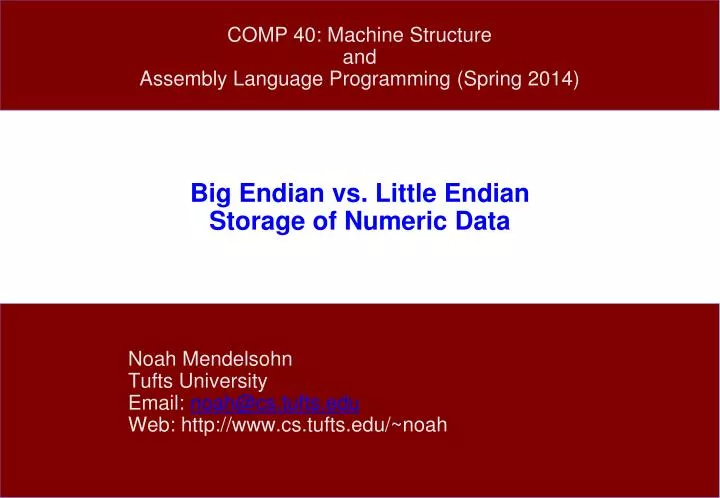 big endian vs little endian storage of numeric data