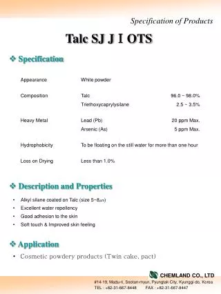 Specification of Products