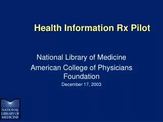 Health Information Rx Pilot