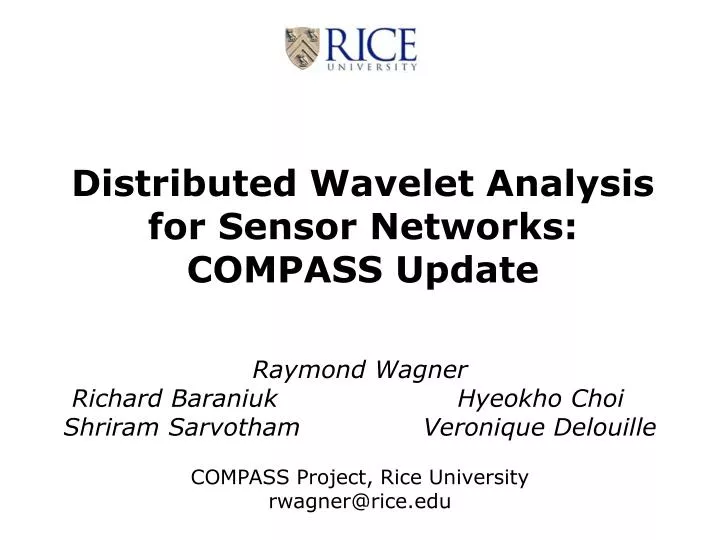 distributed wavelet analysis for sensor networks compass update