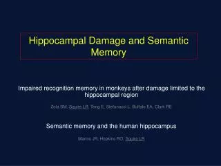 Hippocampal Damage and Semantic Memory
