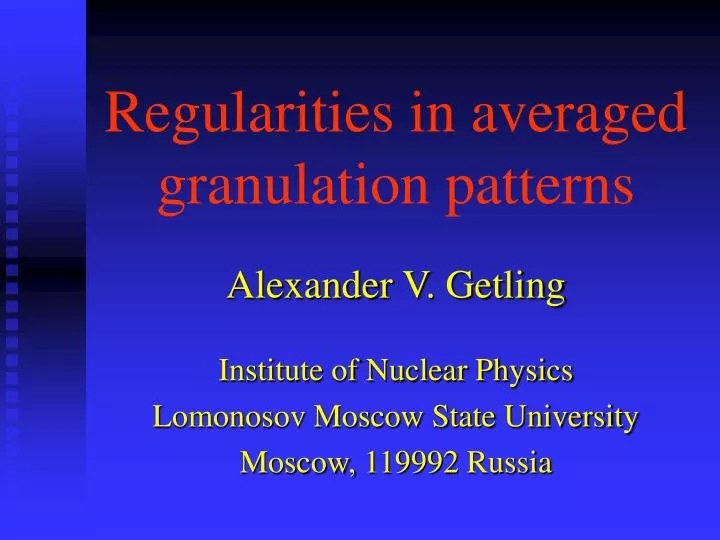 regularities in averaged granulation patterns