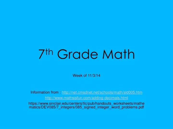 7 th grade math