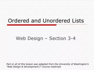 Ordered and Unordered Lists