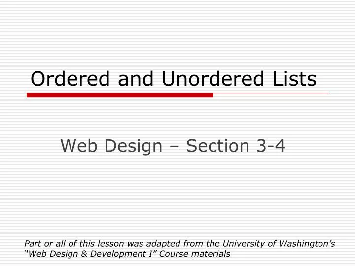 ordered and unordered lists