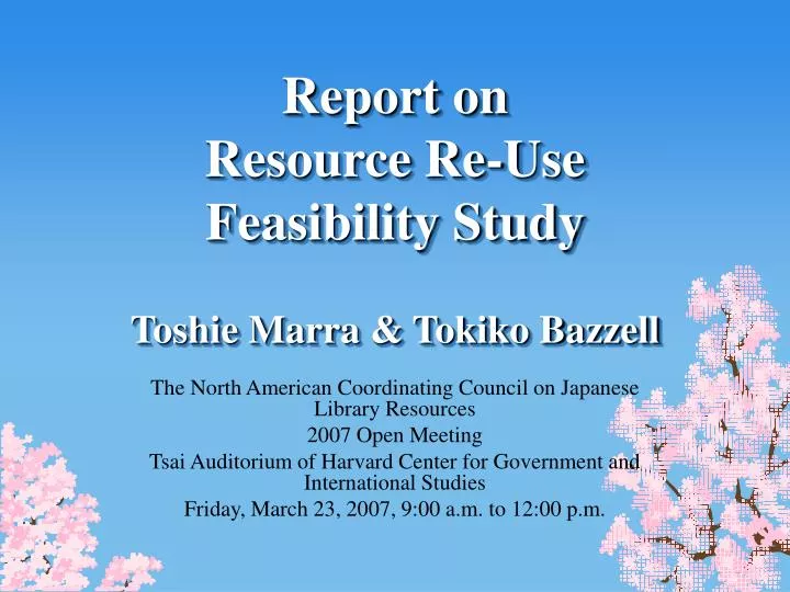 report on resource re use feasibility study toshie marra tokiko bazzell
