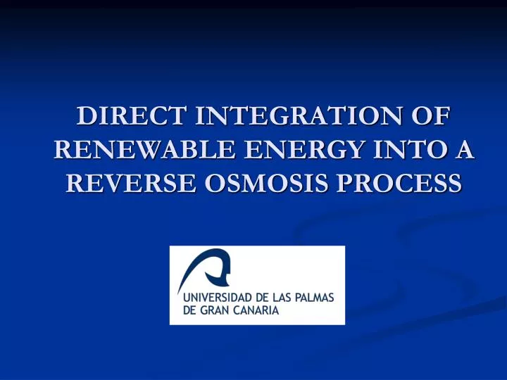 direct integration of renewable energy into a reverse osmosis process