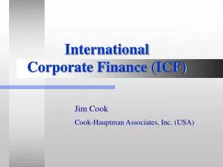 International Corporate Finance (ICF)