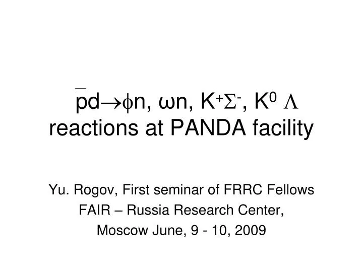 pd n n k k 0 reactions at panda facility