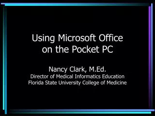 Using Microsoft Office on the Pocket PC