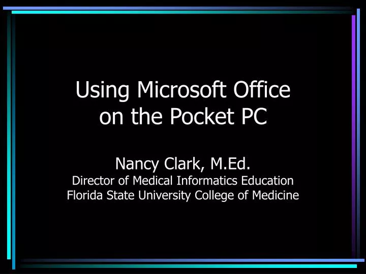 using microsoft office on the pocket pc
