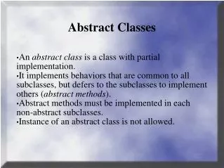 Abstract Classes