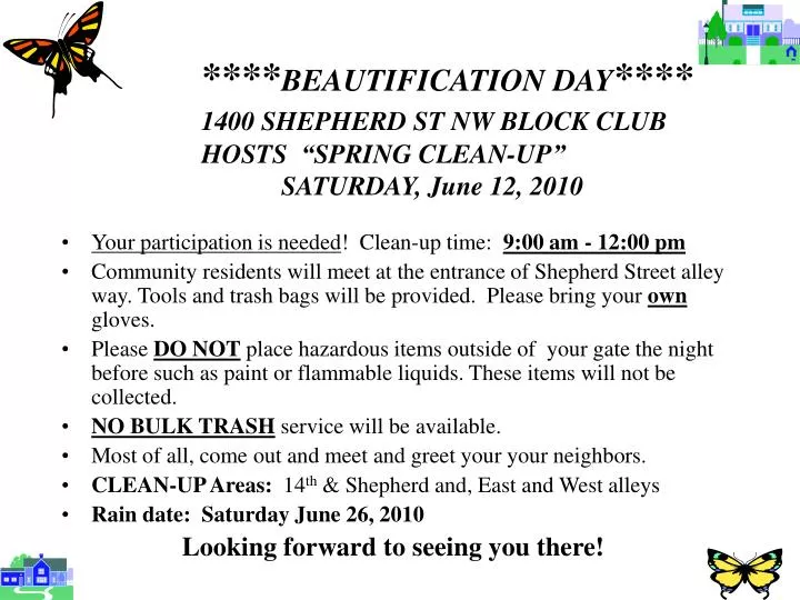 beautification day 1400 shepherd st nw block club hosts spring clean up saturday june 12 2010