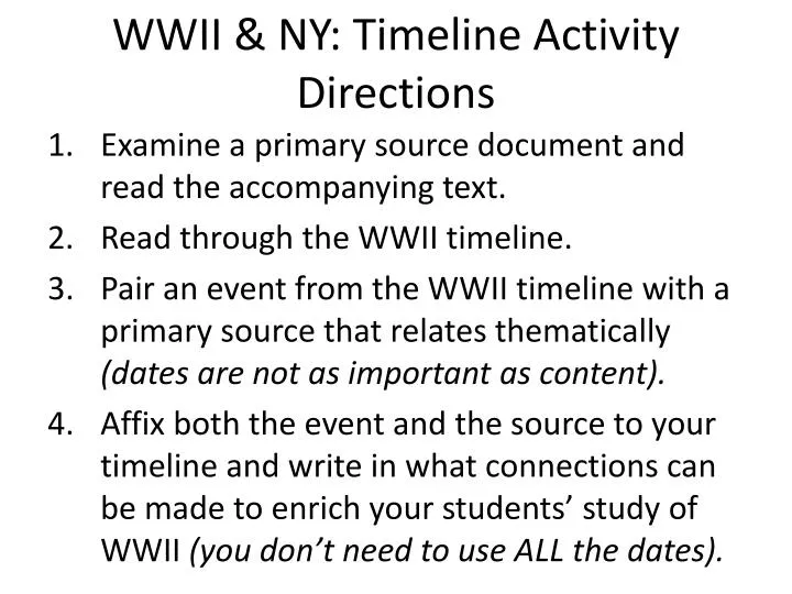 wwii ny timeline activity directions