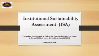 Institutional Sustainability Assessment (ISA)