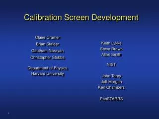 Calibration Screen Development