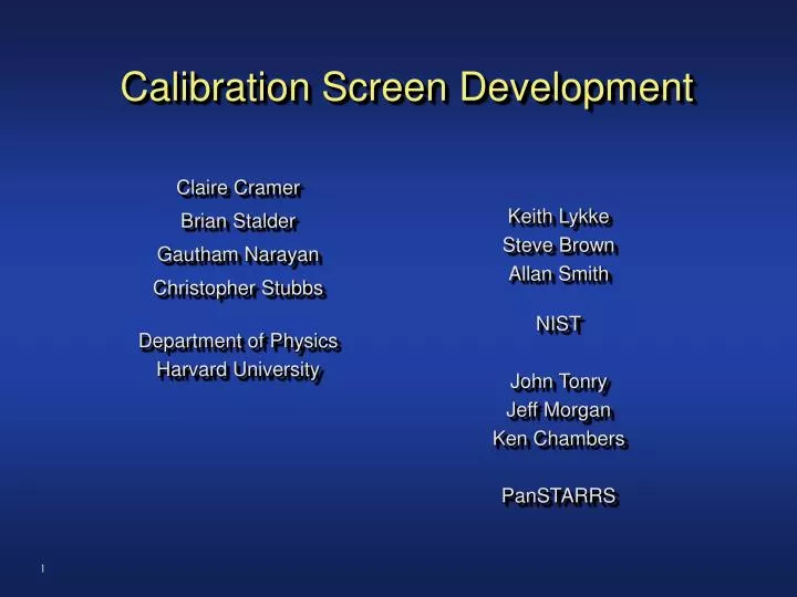 calibration screen development