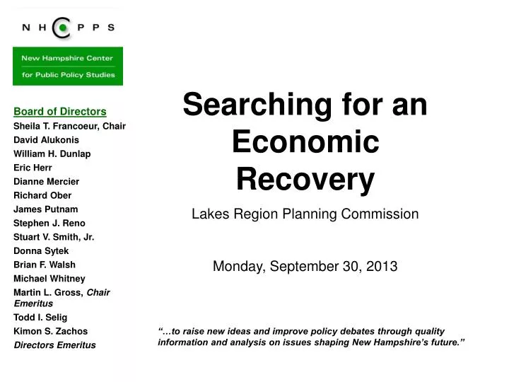 searching for an economic recovery