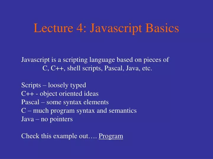 lecture 4 javascript basics