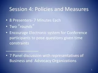 Session 4: Policies and Measures
