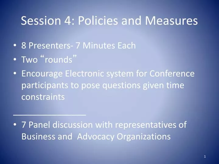 session 4 policies and measures