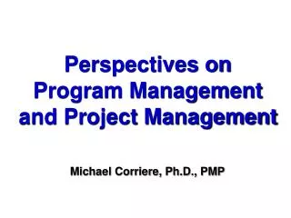 Perspectives on Program Management and Project Management