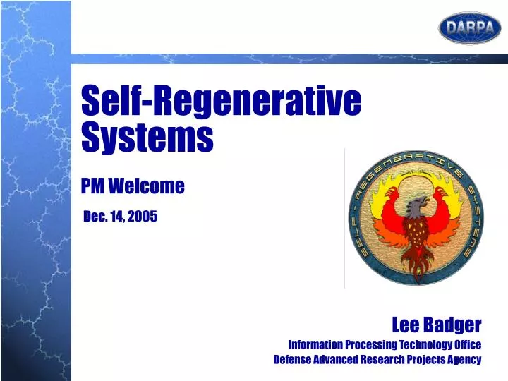 self regenerative systems pm welcome dec 14 2005
