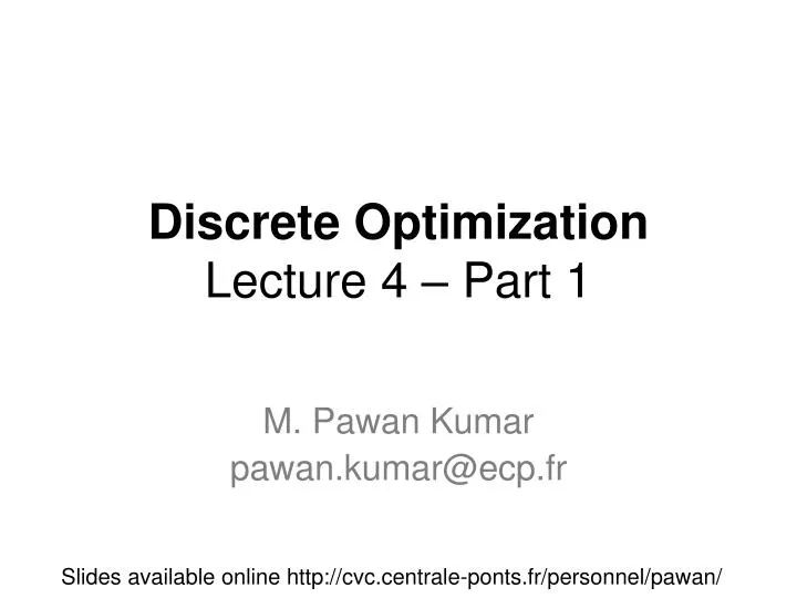discrete optimization lecture 4 part 1