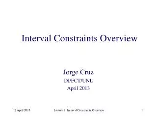 Interval Constraints Overview