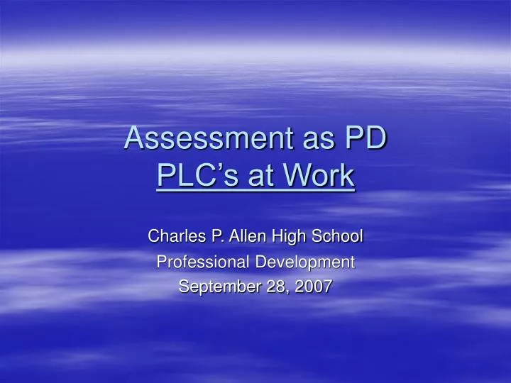 assessment as pd plc s at work