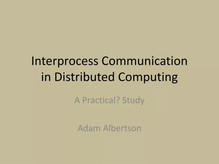 interprocess communication in distributed computing