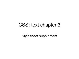 CSS: text chapter 3