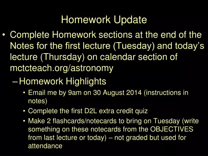 homework update