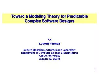 Toward a Modeling Theory for Predictable Complex Software Designs