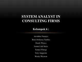system analyst in consulting firms