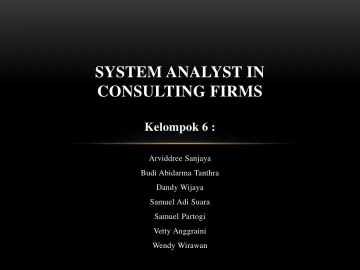 system analyst in consulting firms
