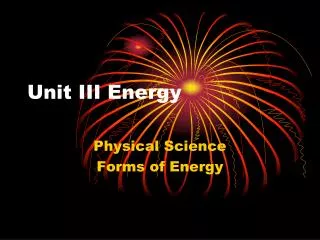 Unit III Energy