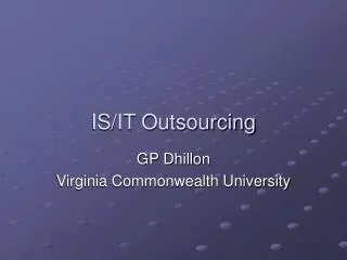 IS/IT Outsourcing
