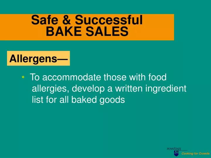 safe successful bake sales
