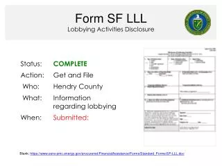 Form SF LLL Lobbying Activities Disclosure