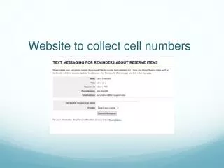 Website to collect cell numbers