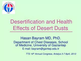 Desertification and Health Effects of Desert Dusts
