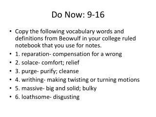 Do Now: 9-16