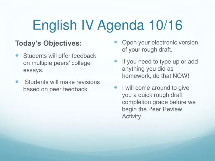 english iv agenda 10 16