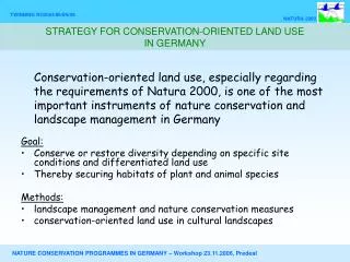 STRATEGY FOR CONSERVATION-ORIENTED LAND USE IN GERMANY