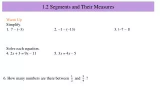 1.2 Segments and Their Measures